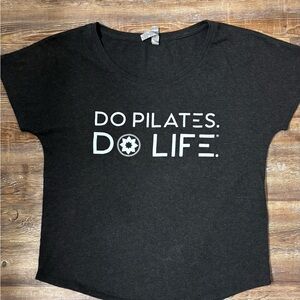 Black Graphic Tee with Pilates Slogan